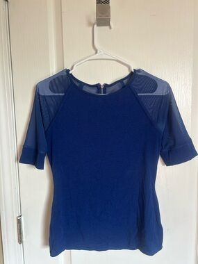 Women's Royal Blue Short-Sleeve Mesh Shoulder Tee